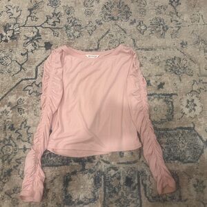 Athleta Pink Ruched Sleeve Top - XS
